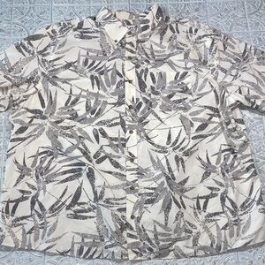 DXL Harbor Bay Men 2XL Bamboo Tropical Leaf Print Shirt